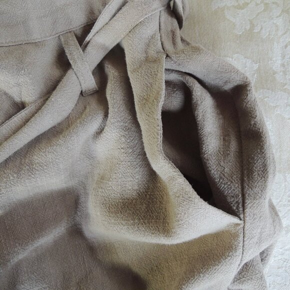 Du Jour Tan Linen Blend Wrap Overlay Crop Pants M - Picture 6 of 10